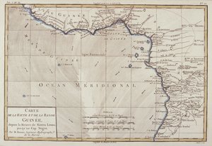 Guillaume Raynal（1713-96）による「地球のすべての既知の部分の地図」からの西アフリカは、1780年にジュネーブを発行しました 作： Charles Marie Rigobert Bonne